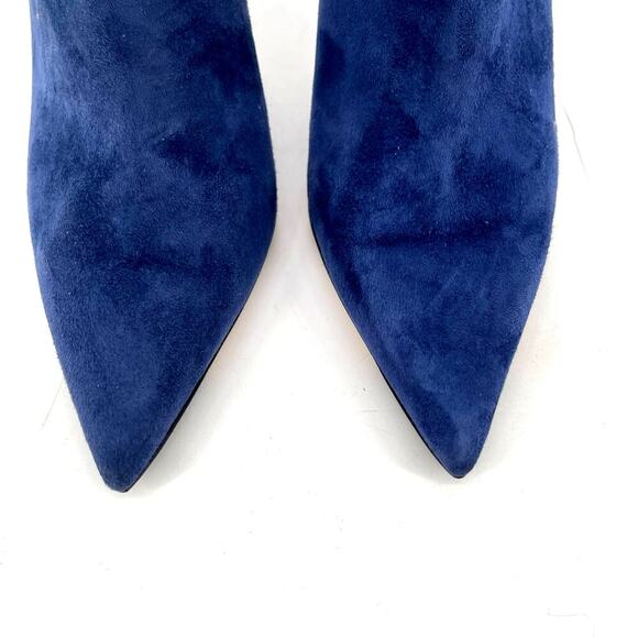 Jimmy Choo Blaize 100 Navy Blue Suede Ankle Bootie Crystal Strap size IT 37 - Picture 8 of 13